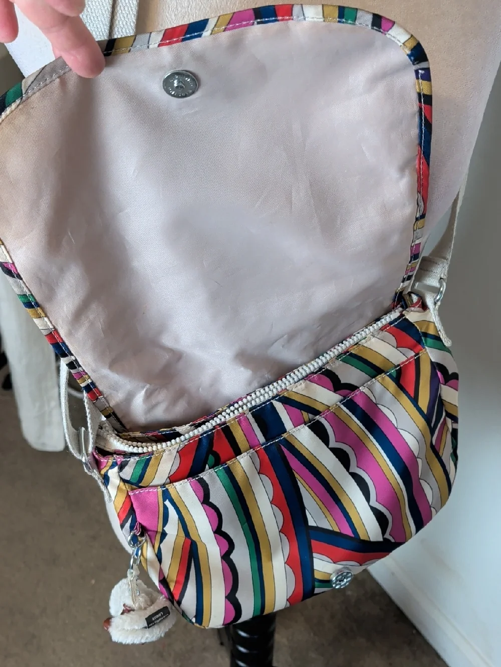 Y2K Kipling Harajuku Rainbow Crossbody Bag w/ Gorilla Charm Retro Festivalcore